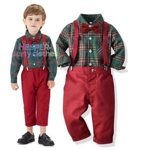Conjunto de Camisa de Manga Larga con Lazo para Niños de 1 a 6 Años, Estilo Caballero, para Primavera y Otoño, Navidad, KBCS-004 - Product Image 1