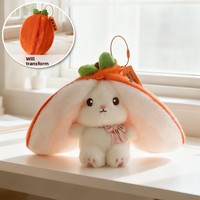 Peluche Lapin Fraise Transfrontalier qui se transforme en petite poupée lapin, porte-clés et breloque de sac, 13 cm, Polyester