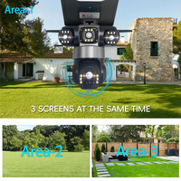 Caméra solaire V380 Pro pour éclairage public, 4G, triple écran, vision nocturne couleur, moniteur de sécurité 2-en-1, extérieur, étanche, PTZ, CCTV