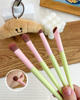 S.Belle Produk Terbaru Kuas Serat Buatan 4 Buah untuk Mengaplikasikan Bedak Eyeshadow Gagang Kayu Set Kuas Makeup Modis
