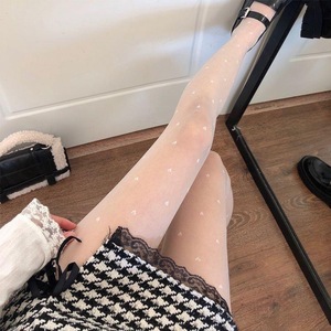 White Heart Pattern Stockings Medium Thickness Transparent Women's Spring Summer Lolita Style - Product Image 1