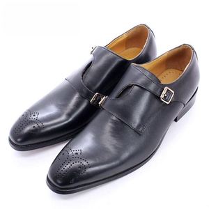 รองเท้าหนังสีดำแบบทางการสำหรับผู้ชาย รองเท้าลำลองผู้ชายแบบผูกเชือกสไตล์มอนก์ รองเท้าแฟชั่นสำหรับงานปาร์ตี้ - Product Image 3