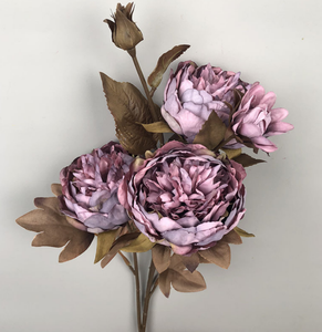 Ramo de flores artificiales de seda para boda, 5 cabezas, estilo europeo Vintage, N-080, <span class=keywords><strong>Ted</strong></span>, bakerblushing, otoño - Product Image 5