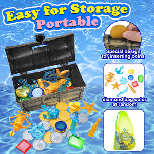 Ensemble de jouets de piscine d'été Gem de plongée en forme de diamant coloré avec <span class=keywords><strong>coffre</strong></span> au trésor, parfait pour l'aventure sous-marine et les célébrations de fête - Product Image 3