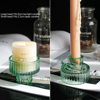 Bougeoir en verre de cristal personnalisé, simple et créatif-Lampe à thé à double usage et base de bougie conique pour la décora