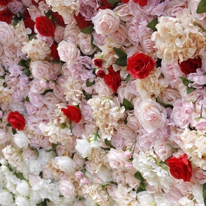 Wholesale <b>artificial</b> <b>flower</b> <b>wall</b> mixed style of red pink and white rose dake <b>flowers</b> for wedding and birthday background <b>wall</b> - Product Image 3