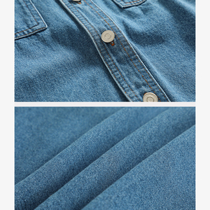 Camicia da Lavoro in Denim Personalizzata per Uomo, Alta Qualità 100% Cotone, Manica Lunga con Bottoni, Stile Vintage Lavato, Oversize con Logo - Product Image 6
