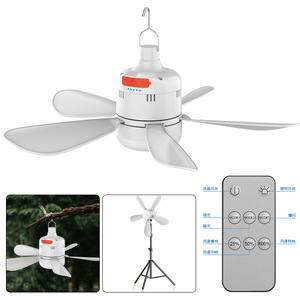 Ventilador portátil con luz, aspas fijas, 5W, recargable, para tienda de campaña, camping al aire libre, con gancho para colgar. - Product Image 3