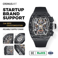 Montres mécaniques de luxe pour homme CRONUSART - Boîtier en fibre de carbone haut de gamme avec cadran squeletté et bracelet en caoutchouc
