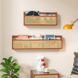 Étagère murale en bois massif à un niveau, en <span class=keywords><strong>rotin</strong></span>, moderne, réglable, durable, pour <span class=keywords><strong>salle</strong></span> <span class=keywords><strong>de</strong></span> <span class=keywords><strong>bain</strong></span>, cuisine, salon, rangement et présentation - Product Image 1