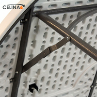 Nouvelle table de banquet ronde en résine Celina, pliable, imperméable et durable, 63 pouces, pour événements et mariages