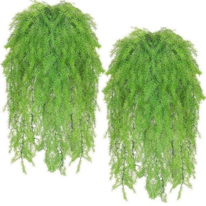 Helechos verdes artificiales vides colgantes aguja de pino planta de plástico <span class=keywords><strong>Flor</strong></span> de plástico para decoración de pared de jardín doméstico - Product Image 1