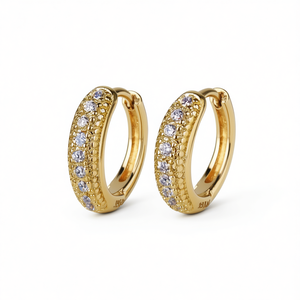 Orecchini a Cerchio in Oro con Diamanti, Oro Massiccio 18K, Diamanti Naturali Taglio Brillante Rotondo, Gioielli Classici da Donna per Uso Quotidiano - Product Image 1