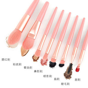 Juego de Brochas de Maquillaje Mini, 8 Piezas, Fibra Sintética, Mangos de Plástico, Cerdas de 3 cm, Brochas Redondas Portátiles para Sombra de Ojos - Product Image 3