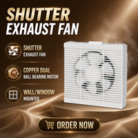 Ventilateur d'extraction carré pour salle de bain avec volet à fermeture automatique, empêchant le reflux d'air, moteur en cuivre pur, boîtier ABS anti-éclaboussures