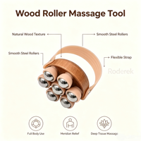 Masseur à rouleaux en bois à 7 billes pour drainage lymphatique, outil de thérapie en bois pour le cou, les épaules, les jambes, l'abdomen, massage corporel complet