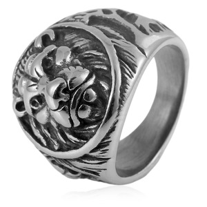 Bague pour homme en acier inoxydable Yunnique, tête de lion, or noir, design animal du zodiaque, bijoux de mode, cadeau pour toutes occasions - Product Image 4