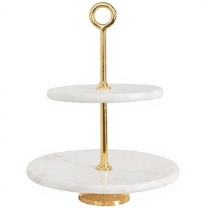 Best selling Handmade 2-Tier Round Marble <b>Cake</b> <b>Stand</b> Multi-Layer Dessert Display Pedestal for Wedding Birthday Party Home Hotel - Product Image 1