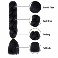 Vente en gros usine : Extensions de cheveux synthétiques naturels noirs Jumbo pour tresses, tresses au crochet, queues de cheval et coiffures africaines