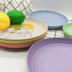 Venta al por Mayor de Fábrica: Platos Redondos Grandes Ecológicos de Paja de Trigo y PP de Grado Alimenticio para Camping, Paquete Multicolor - Product Image 3