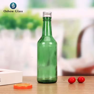 Bán sỉ Hàn Quốc soju chai Tùy chỉnh màu xanh lá cây chai thủy tinh rượu bia cafe <span class=keywords><strong>360ml</strong></span> 12oz với nắp chai nước giải khát - Product Image 5