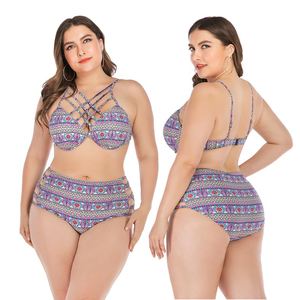 2020 personalizado Sexi venta al por mayor de tamaño de China <span class=keywords><strong>Bikini</strong></span> cintura alta Mujer <span class=keywords><strong>gorda</strong></span> traje de baño - Product Image 1