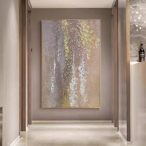 Hand Painted Oil Painting Abstract Art <b>Gold</b> <b>Frame</b> Rectangle Entryway Wall Hanging Light Luxury Sandstone Texture Decorative - Product Image 1