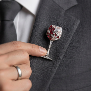 Broche personnalisée pour enfant en forme de verre à vin, avec strass en cristal, épinglette de revers, bijou fantaisie argenté pour fête, mariage, cadeau - Product Image 5