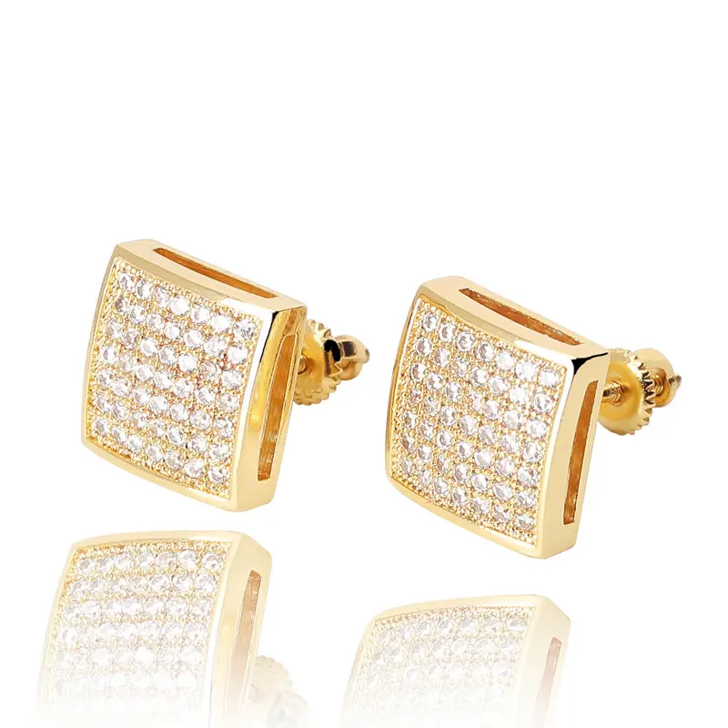 Hip Hop Square Crystal Ohr stecker für Frauen Männer Full Zirconia Screw Back Ohr stecker Paare Unisex Schmuck Zubehör