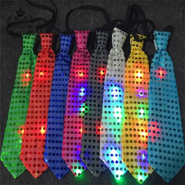 Herren Jungen LED blinkend leuchten Pailletten Krawatte Club Bar Weihnachts feier Frauen Fliege Hochzeit Krawatten Weihnachts geschenk Farbe