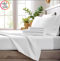 Draps de luxe tissés en tissu 100 % Lyocell de bambou ShiSilk, 300 fils, rafraîchissants, écologiques, motif uni, faits à la main, hypoallergéniques