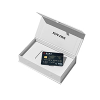 Boîte à cartes de crédit rigide de luxe noire personnalisée de haute qualité avec logo, mousse en velours, gaufrage, pelliculage mat, revêtement UV, magnétique