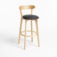 Tabouret de bar nordique en bois massif avec dossier, chaise haute pour îlot de cuisine, usage commercial dans les cafés et salons de thé