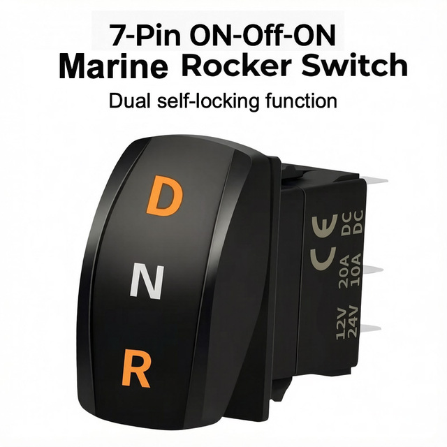 DPDT Latching Rocker Switch 3 Position 7 Pin ON-Off-ON 12V-24V Waterproof for Industrial Control Panel Equipment CE Certified