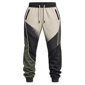 Pantalon de jogging sportif pour homme, sublimé, avec taille élastique et cordon de serrage, en tissu respirant polyester-coton - Product Image 2