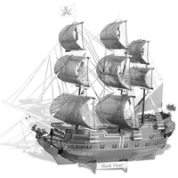 Modèle de bateau en métal 3D Black Pearl, kit de bricolage, artisanat, argent gravé, décoration de bureau éducative, cadeau