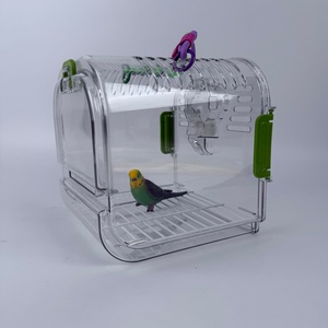 Cage à perroquet moderne en acrylique transparent, ronde ou carrée, pour usage intérieur et extérieur, personnalisable, avec rangement intégré, pour un design sur mesure. - Product Image 1