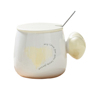 Hiện đại hình Trái Tim Gốm cốc cà phê với nắp và muỗng dễ thương vài thiết kế cho đám cưới và những dịp khác ăn sáng Mug - Product Image 6