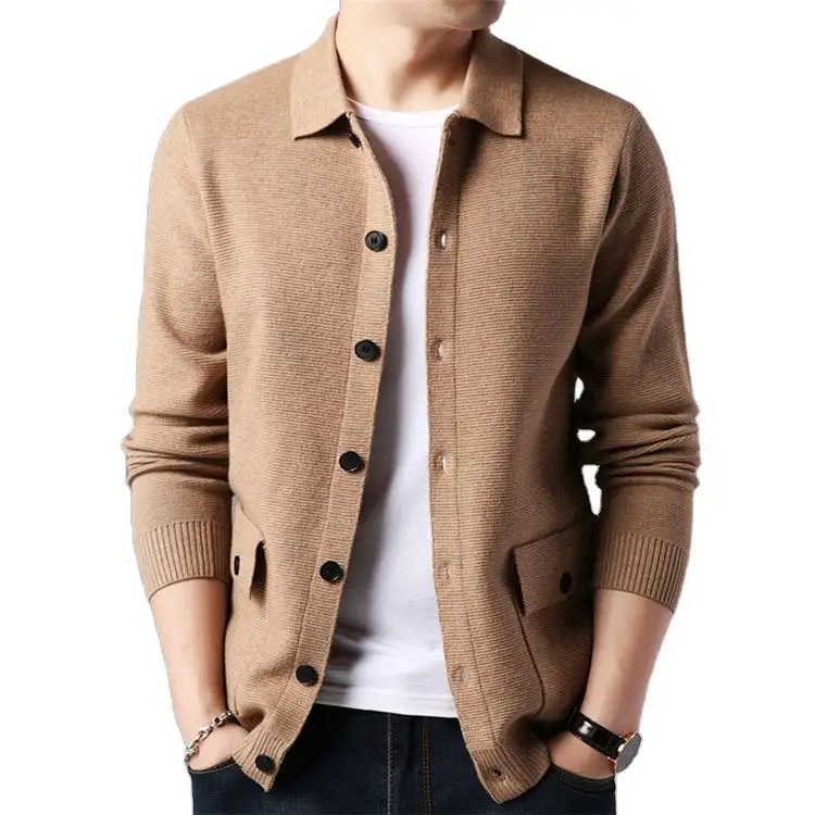 2023 Cashmere Sweater Men Autumn Woolen Knitwear Casual Top And Outwear Single Button Sweater Knit Cardigan With Pocket