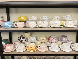 Classic Retro Ins Flower Pink Ceramic Tea Cup and Saucer <b>Set</b> Hand-Kneaded Asymmetrical Dessert Bowl and <b>Mug</b> for <b>Coffee</b> and Tea - Product Image 5