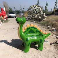 Chaise et banc en fibre de verre en forme de dinosaure réaliste, style dessin animé, décorations de parc à thème dinosaures personnalisées en usine