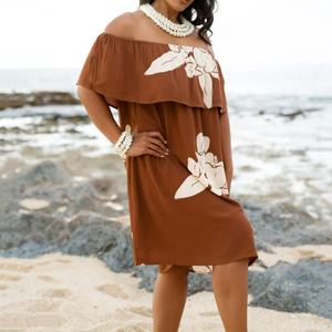 OEM Design Beach <b>Dress</b> Tube Top Hawaiian Print Floral <b>Dress</b> Custom Prewashed <b>Rayon</b> Knee-length Hawaiian <b>Dress</b> - Product Image 5