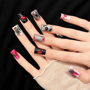 Uñas postizas personalizadas al por mayor con diseño de pato, gotico, telaraña, calavera, ojo, 3D, hechas a mano, para Halloween - Product Image 2