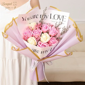 Bouquets de fleurs artificielles modernes faits à la main en forme de rose <span class=keywords><strong>et</strong></span> de tournesol, savons prêts à l'emploi, cadeaux pour la Fête des Mères, la Saint-Valentin <span class=keywords><strong>et</strong></span> les anniversaires - Product Image 2