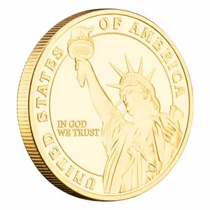 Eremedaille Classtible Coin Liberty Collection Souvenir Vrijheidsbeeld Geplateerd Herdenkingsmunt Goud In God We Vertrouwen Usa