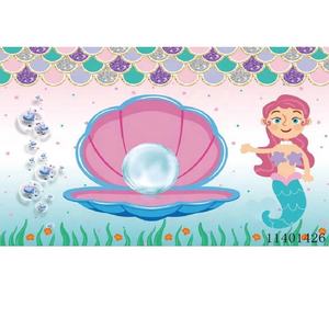 Arrière-plan en tissu de photographie, toile de fond <span class=keywords><strong>sous</strong></span> <span class=keywords><strong>la</strong></span> mer, <span class=keywords><strong>petite</strong></span> sirène de <span class=keywords><strong>l</strong></span>'océan, banderole de fête d'anniversaire nautique, cabine de Studio Photo - Product Image 2