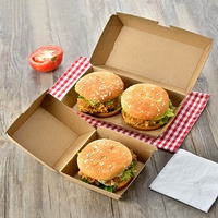 Grande boîte à hamburger en carton jetable personnalisée de qualité alimentaire avec revêtement UV Emballage à déjeuner pour sushis et croustilles
