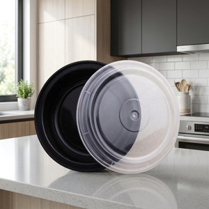 Disposable PP Food <b>Container</b> with Lid, Secure Snap-On Round Bowl for Hot or Cold Foods and Easy Transport - Product Image 1