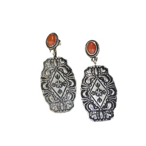 Orecchini Pendenti Etnici Vintage con Dettaglio in Pietra Rossa, Accessori di Moda in Stile Retrò per Donne - Product Image 4