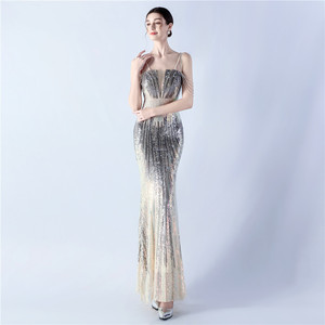 33025 # nouveau positionnement fleur perle broche robe de soirée Banquet célébration annuelle Performance robe d'hôte - Product Image 2